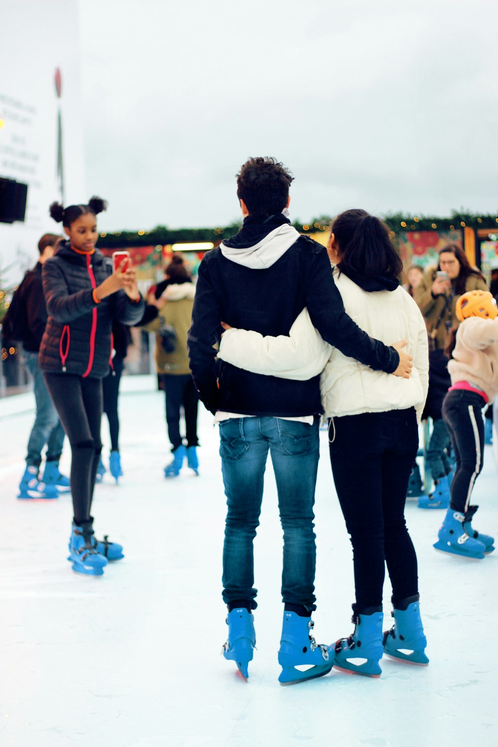 man and woman hugging