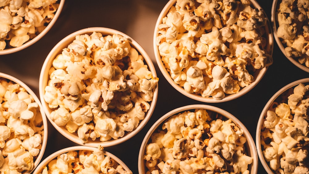 popcorn on bowls