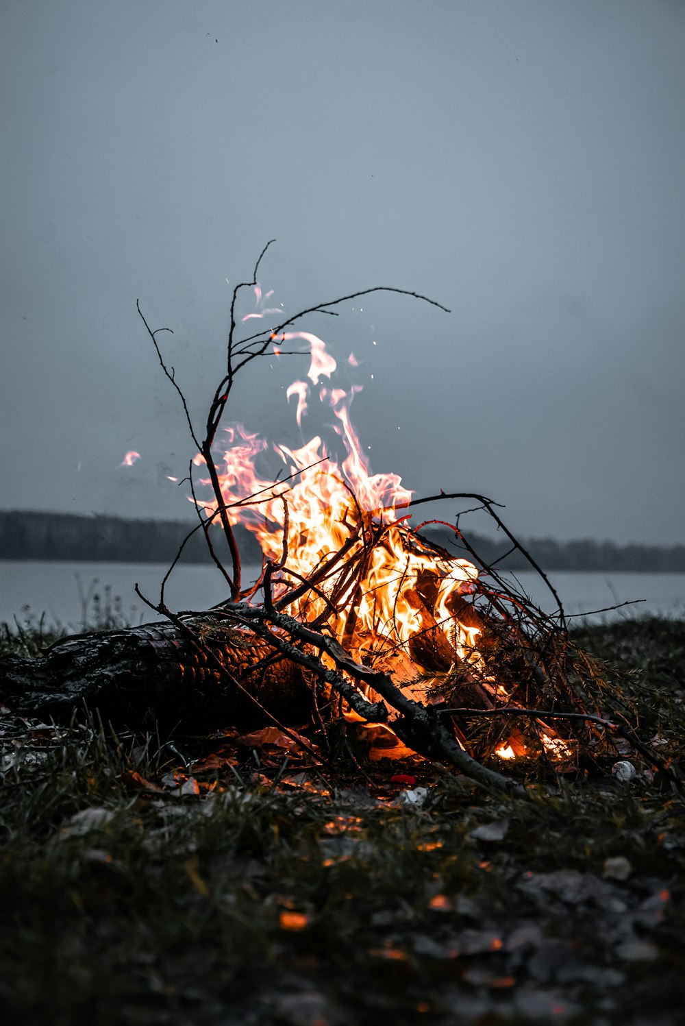 fire burning at night