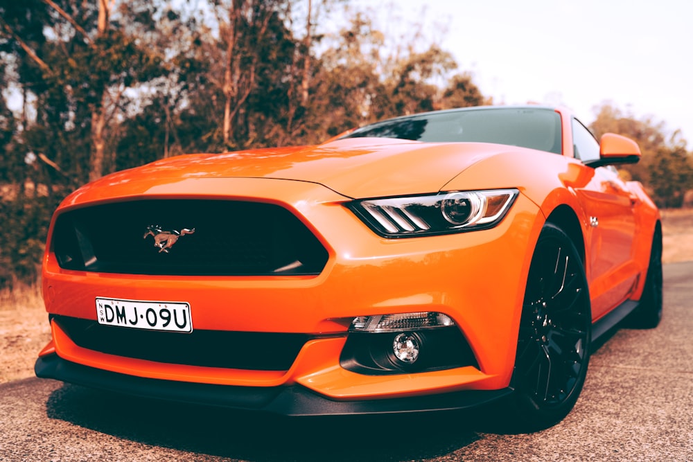 orange Ford Mustang