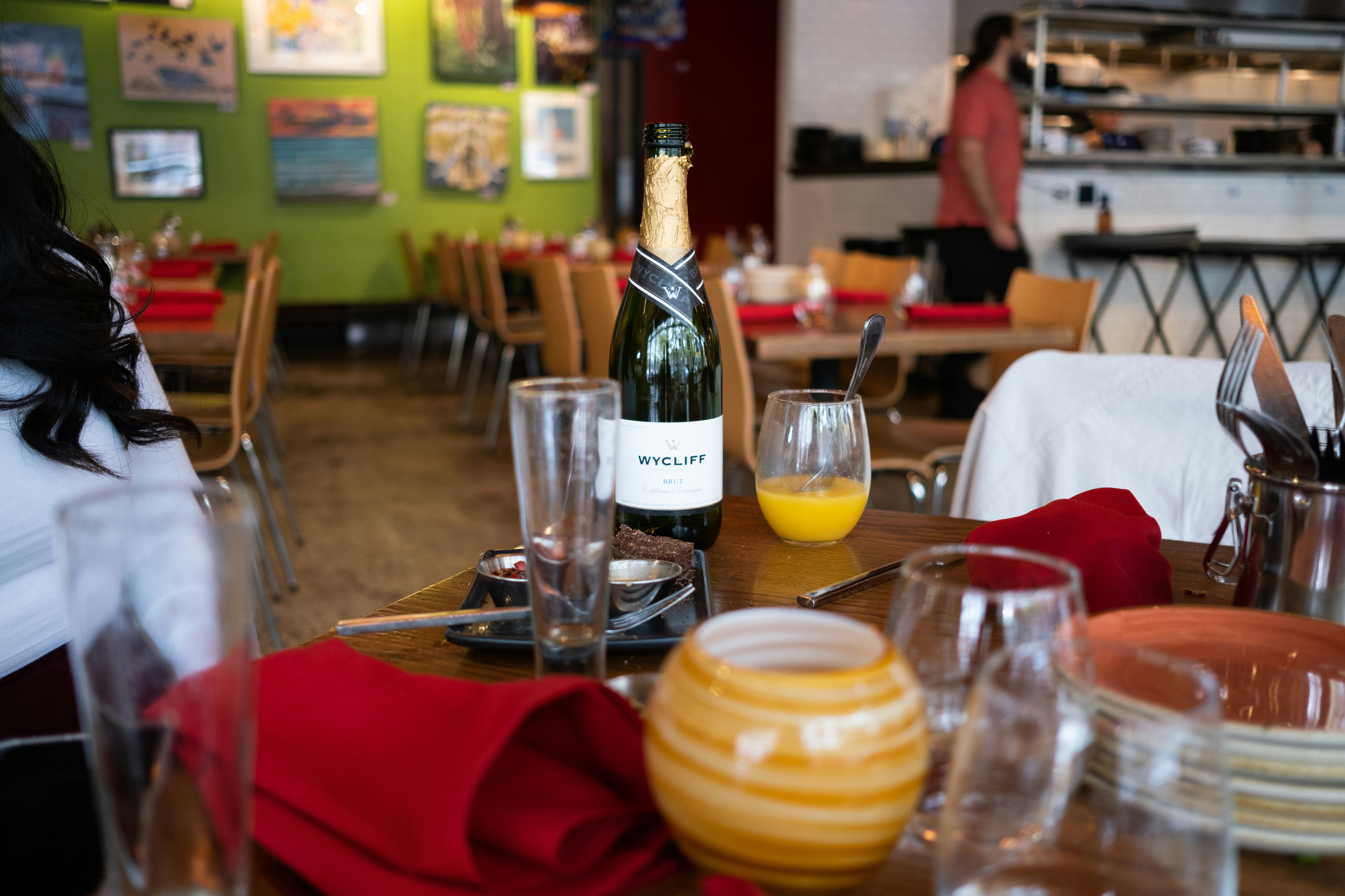 Sunlit restaurant interior