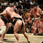 two men in sumo wrestling
