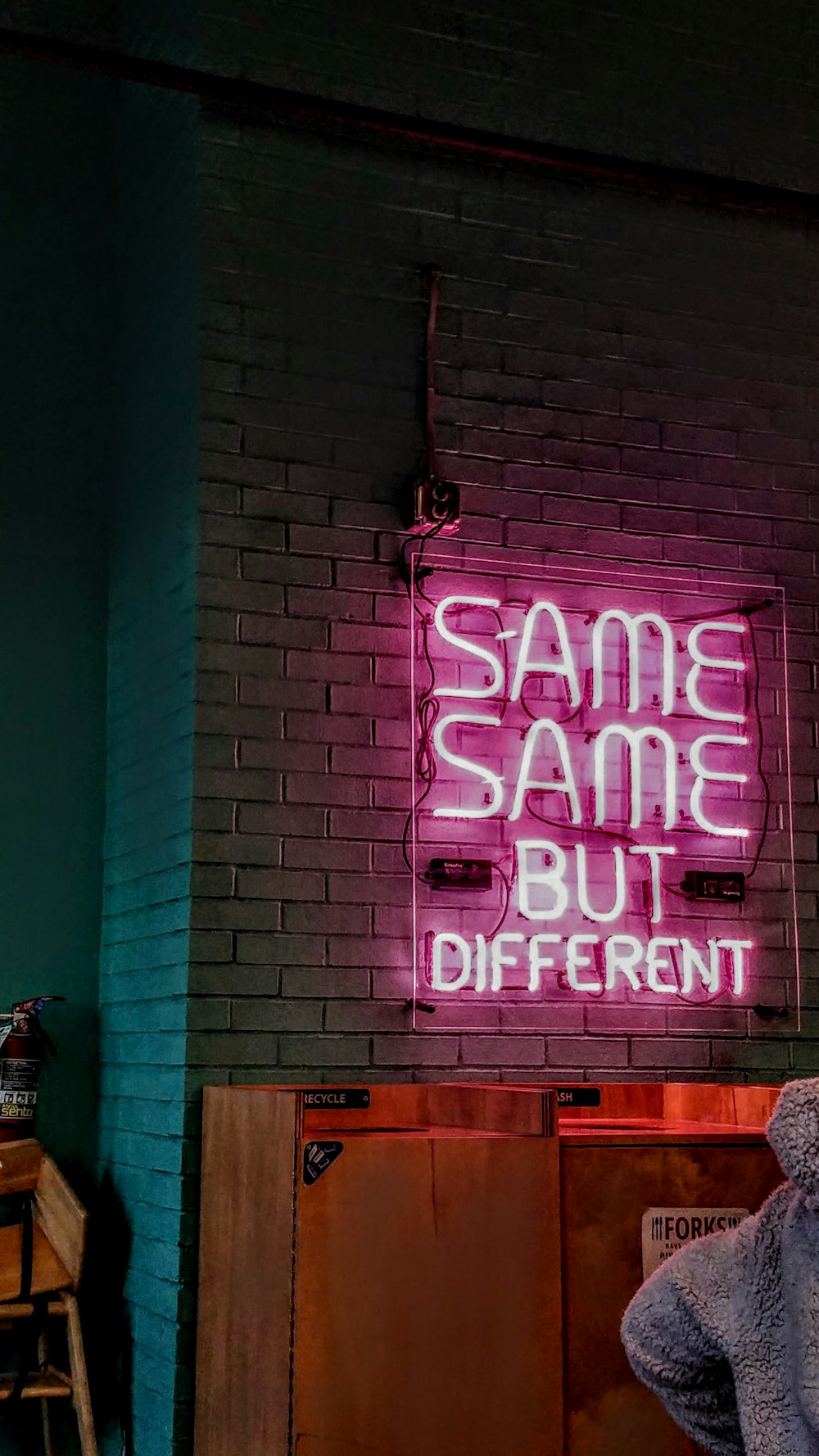 Same Same but Different neon light on wall