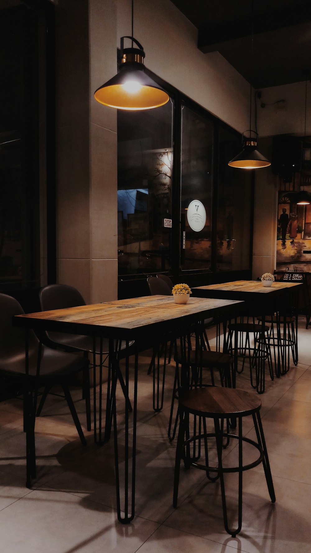 rectangular brown wooden table