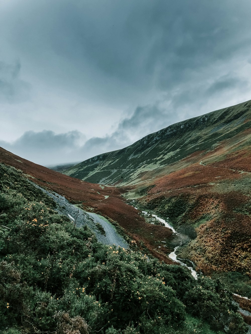 river between hills