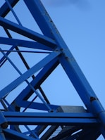 Picture of a completed industrial steel structure with clear blue sky background.