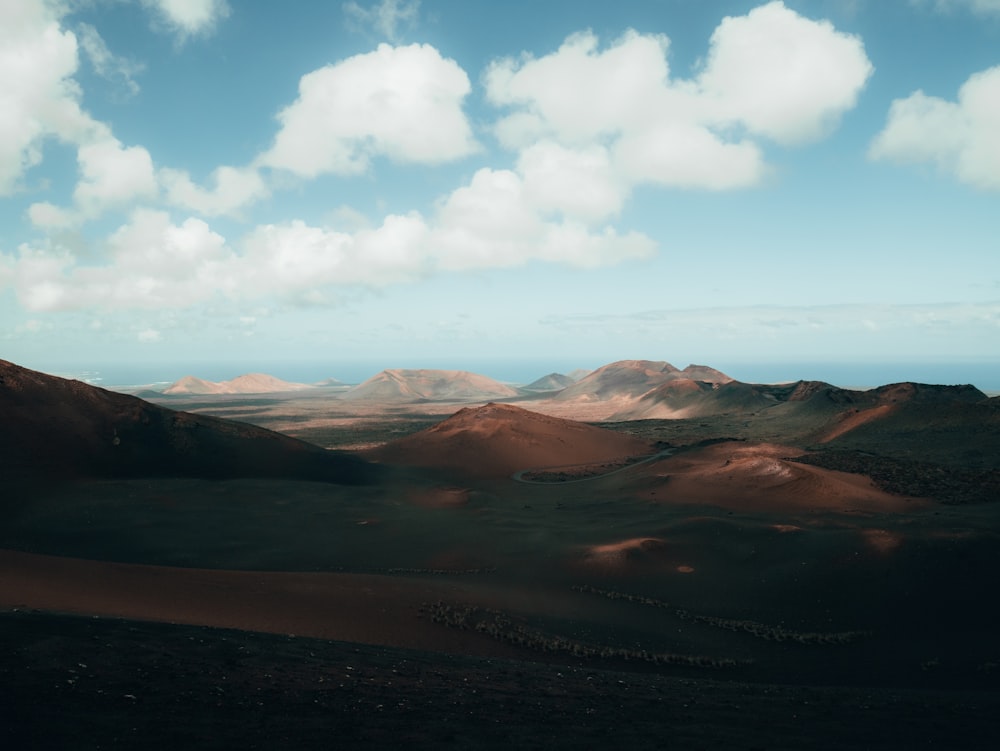 brown mountains and white clouds