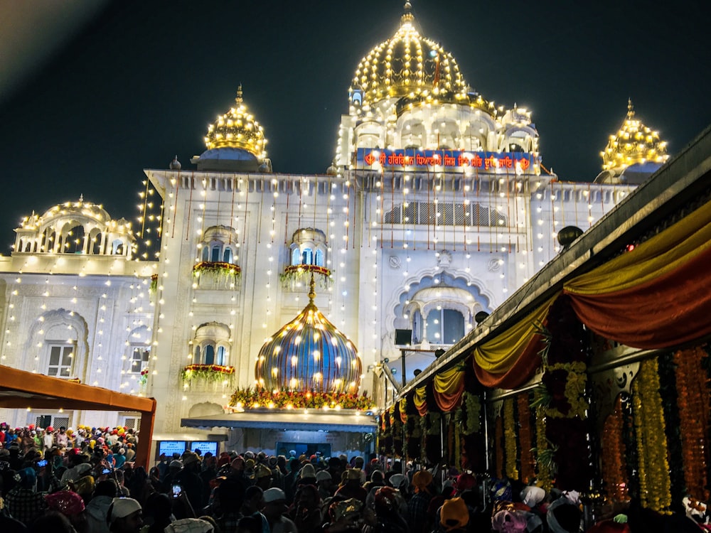 white lighted castle