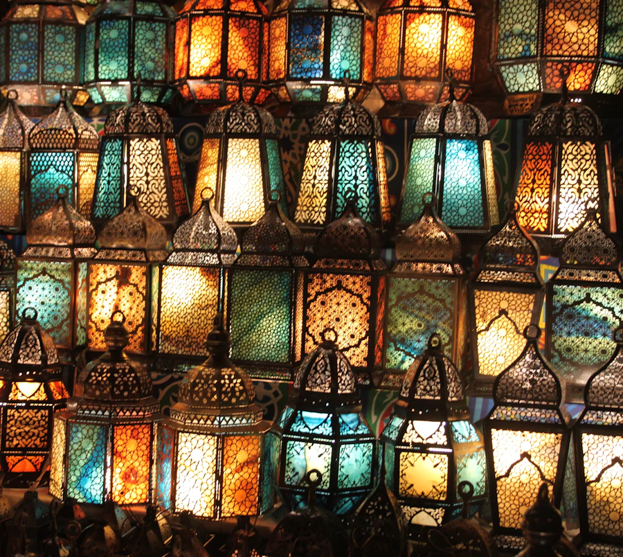 Cairo market lanterns at night