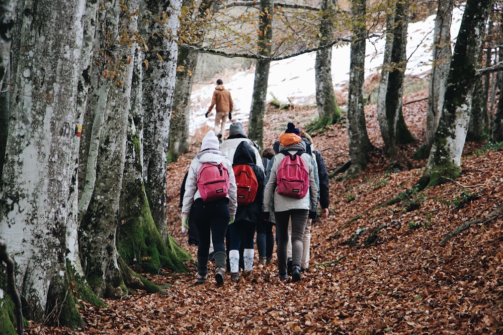 red and pink backpacks