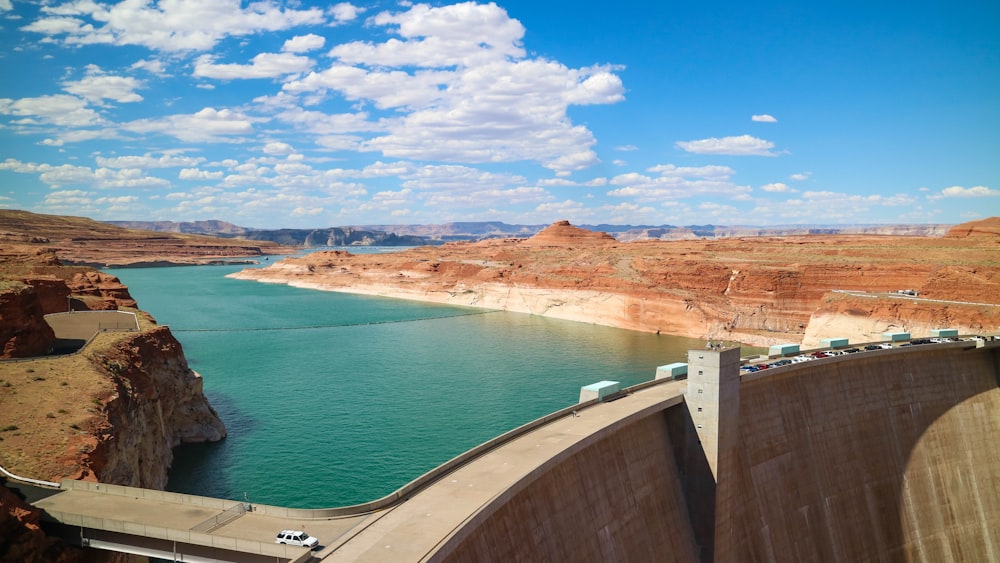 car parked on dam during day