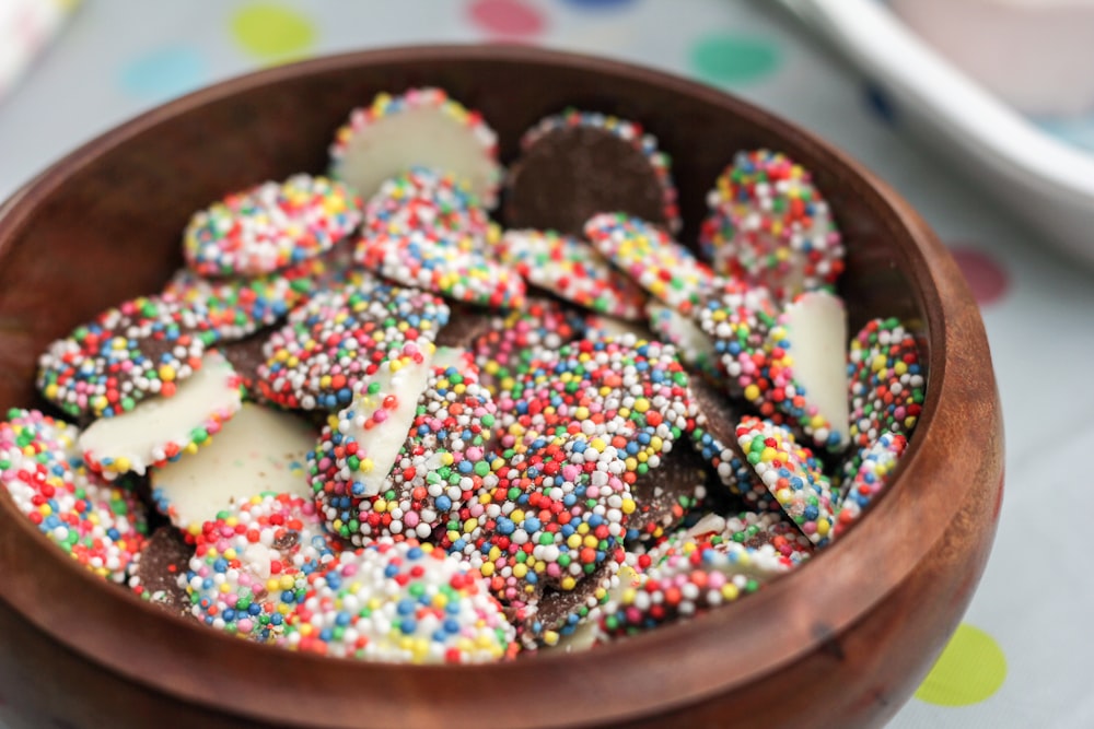 sprinkled cookies in bowl