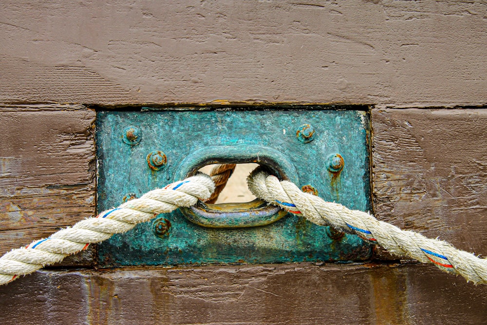 close view of two white ropes
