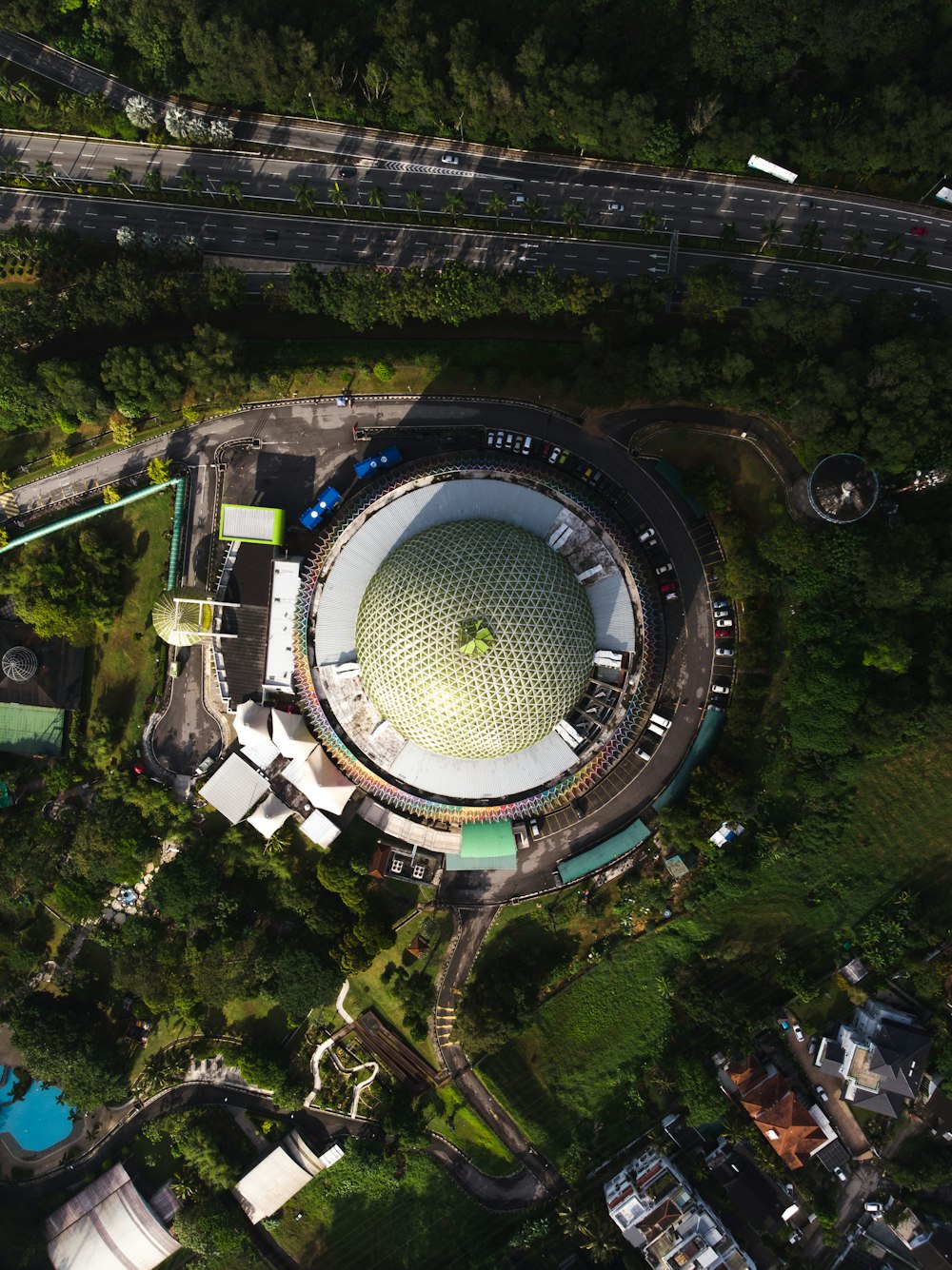 aerial photo of dome building