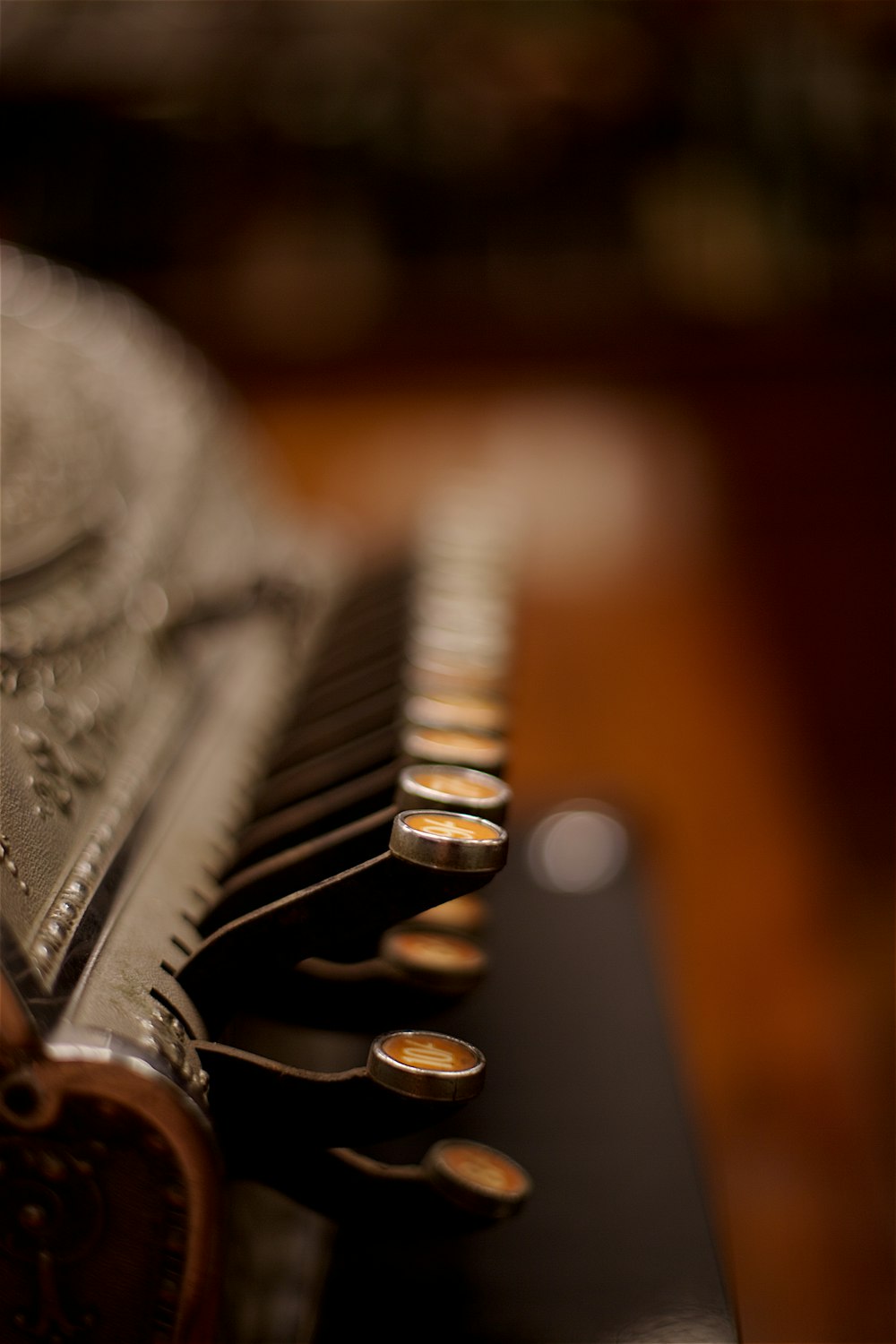 a close up of a musical instrument on a table