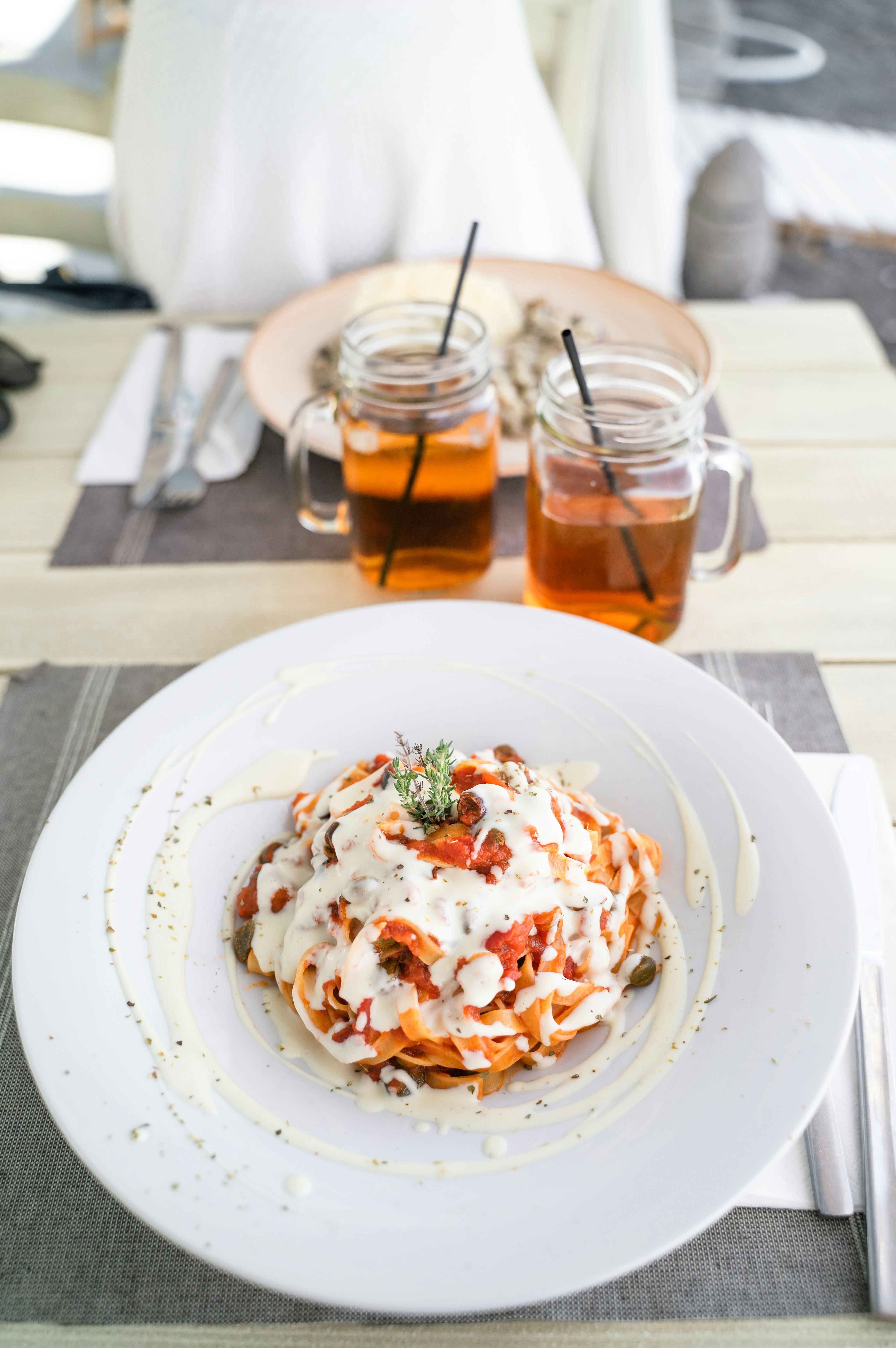 pasta dish on white ceramic plate