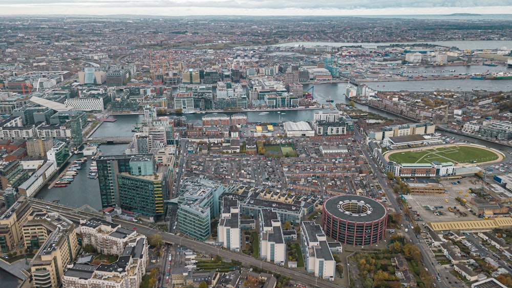aerial city building views