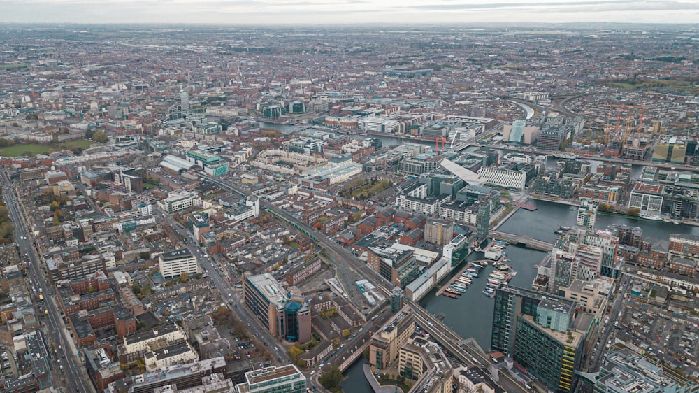 aerial photo of city buildings