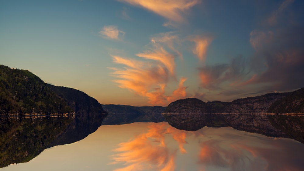 hills beside lake