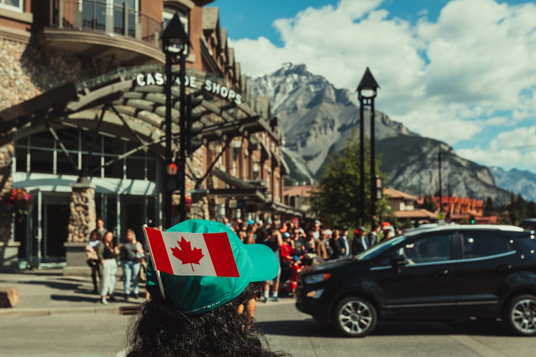 Busy downtown streets of Banff