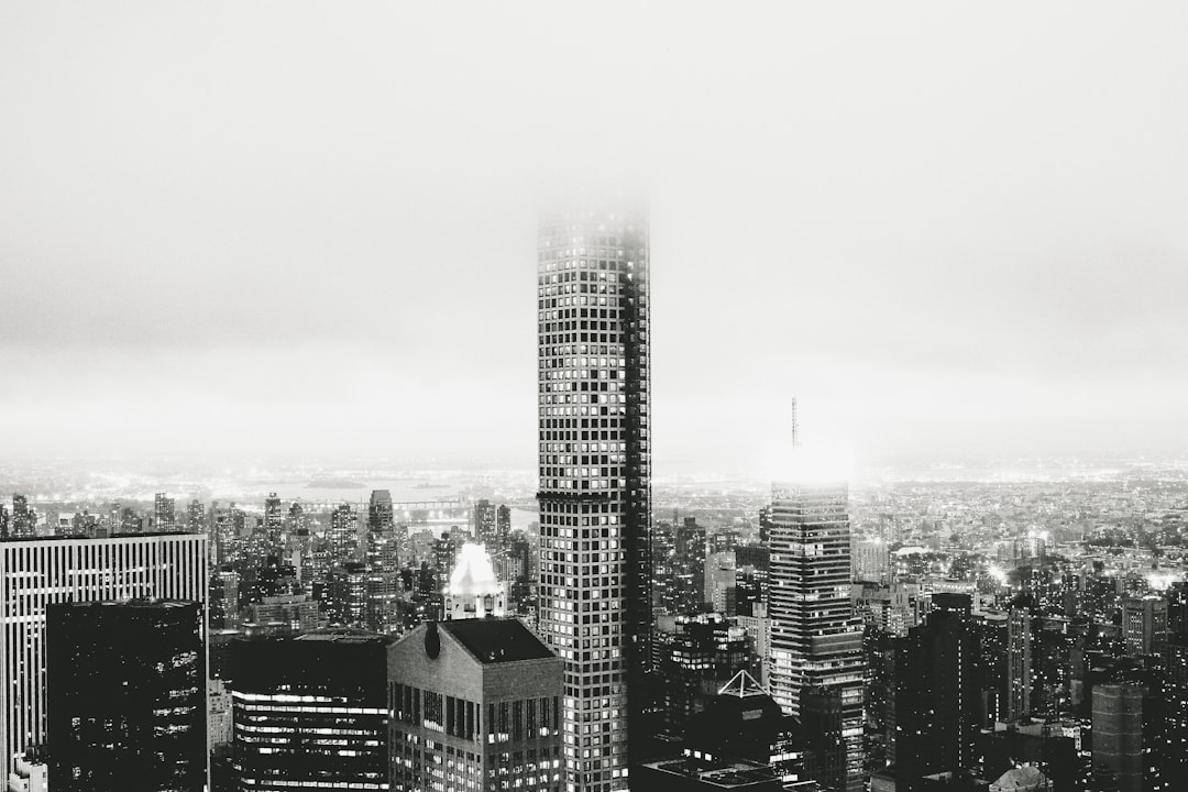 grayscale photo of cityscape