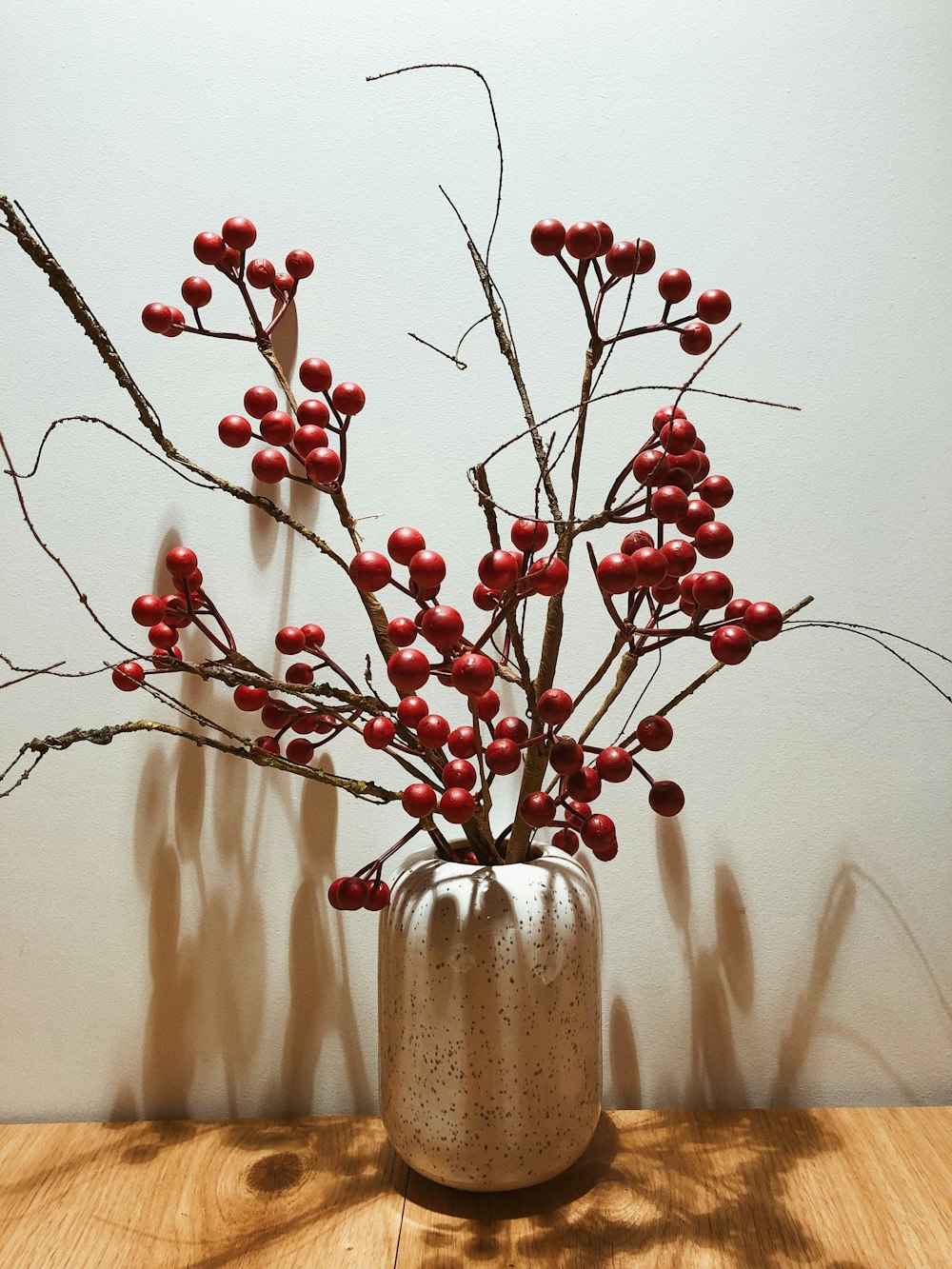 red fruits in vase