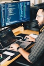 man using laptop