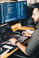 man using laptop