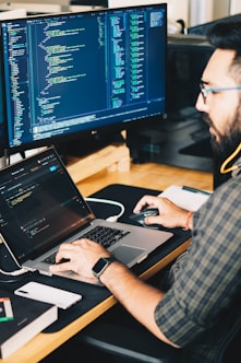 man using laptop