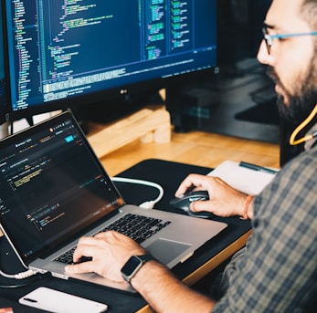 man using laptop