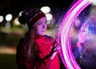 woman with steel wool photography