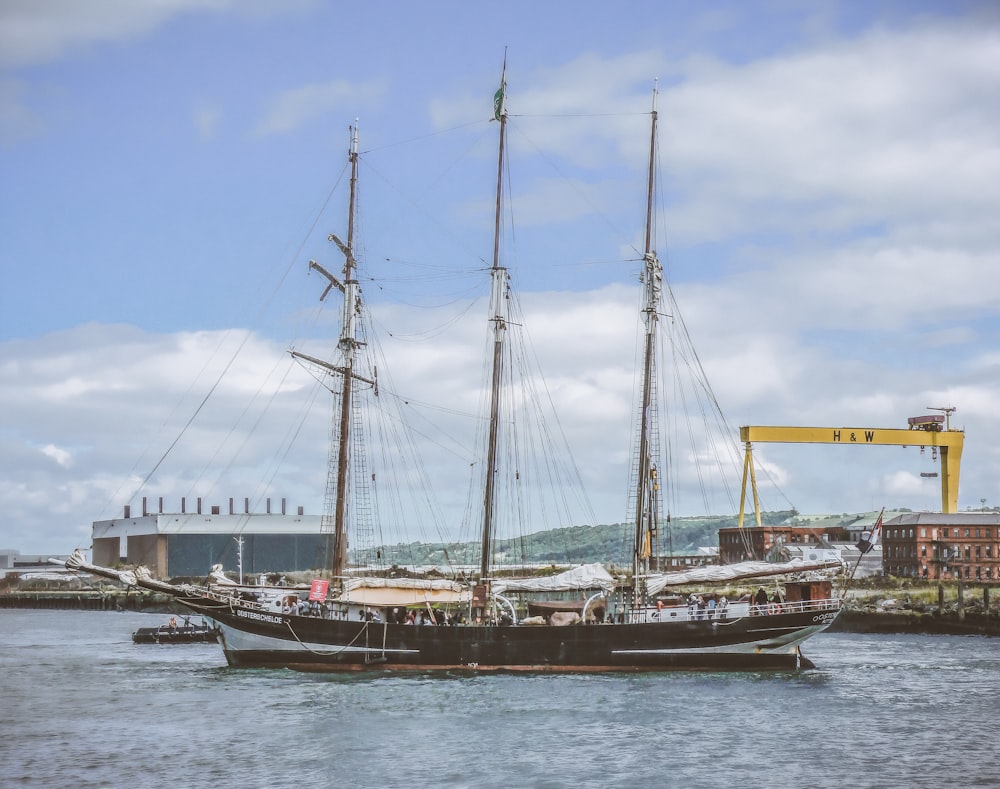 black and brown boat at port