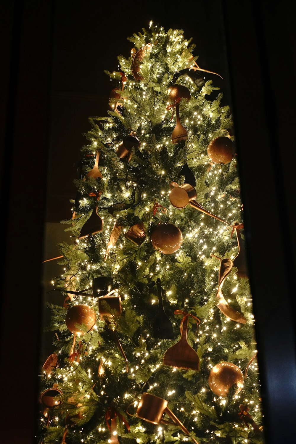 Christmas tree with string lights