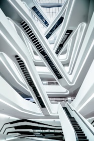 a very tall building with a bunch of stairs
