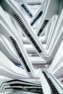 a very tall building with a bunch of stairs