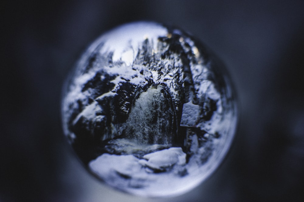 rock formation filled by snow