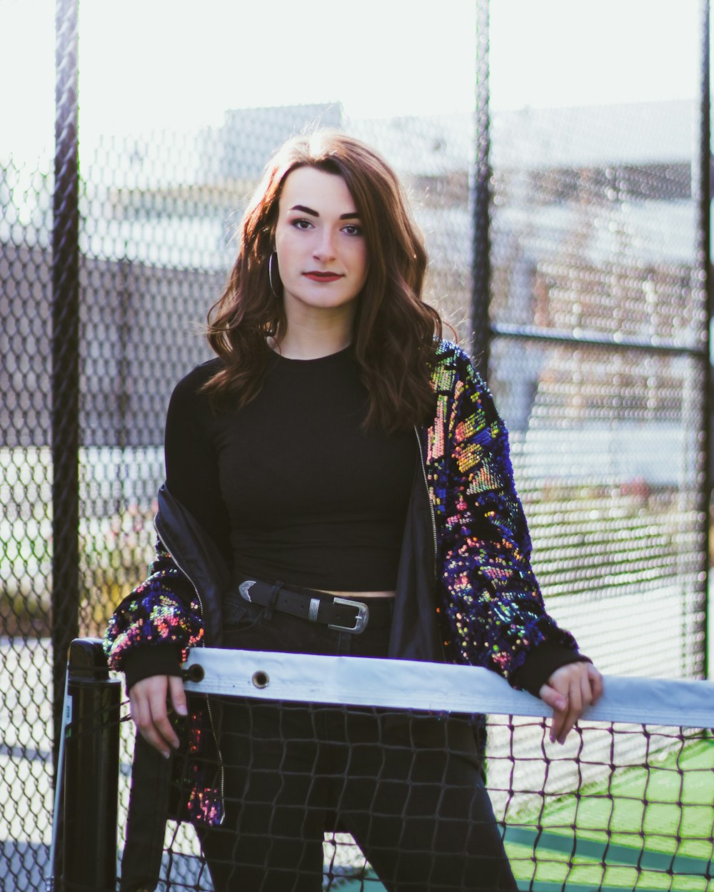 woman in tennis field