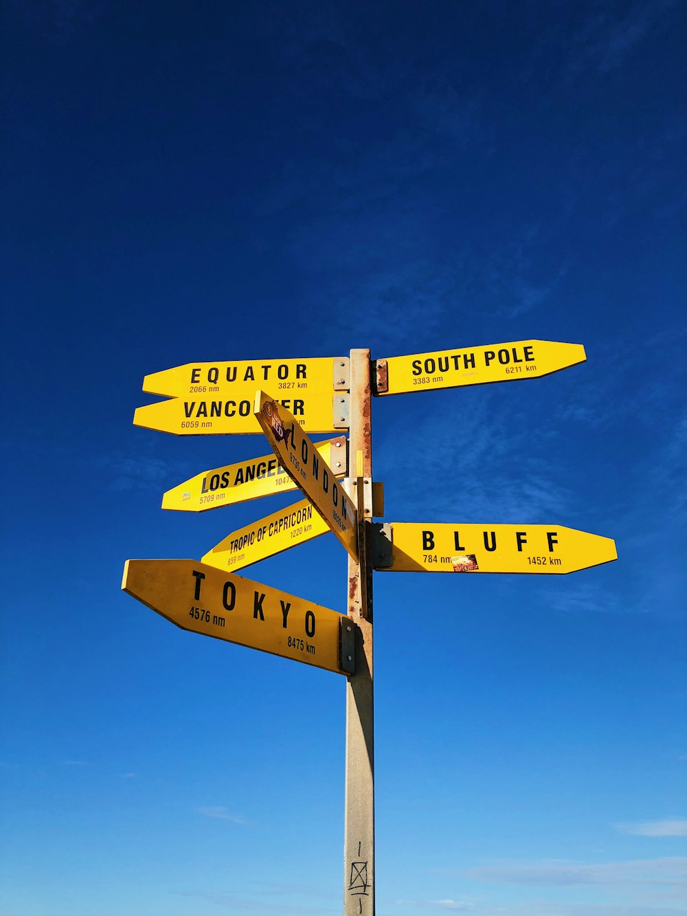 yellow signboards on post during day