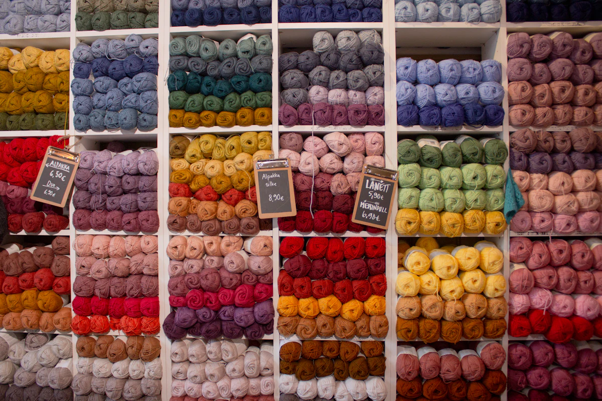 Assorted coloured yarn