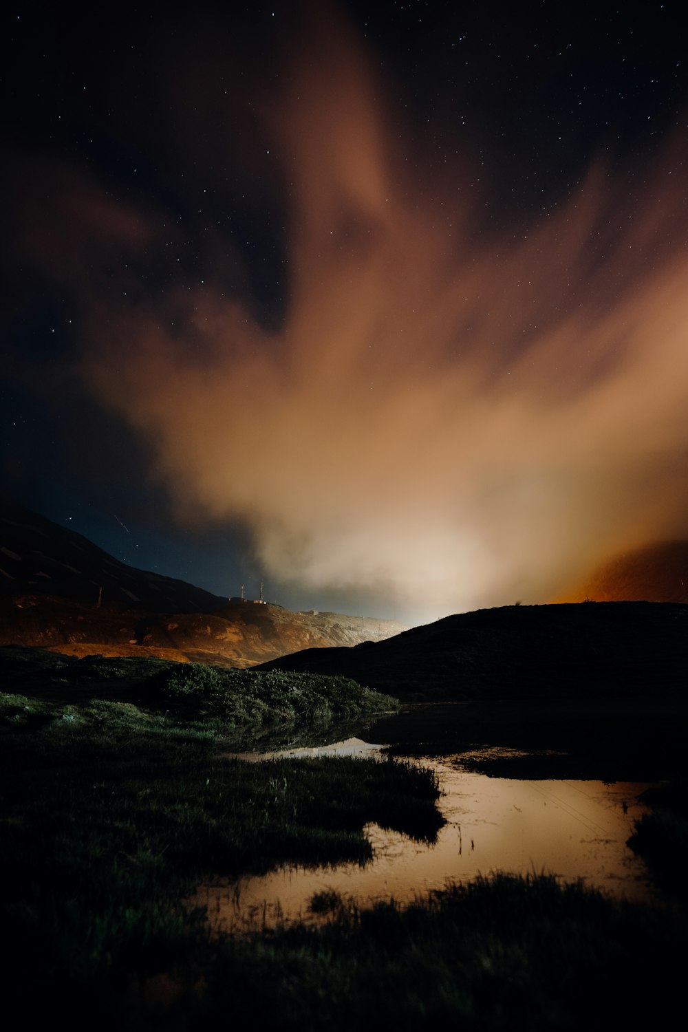 silhouette photography of mountain