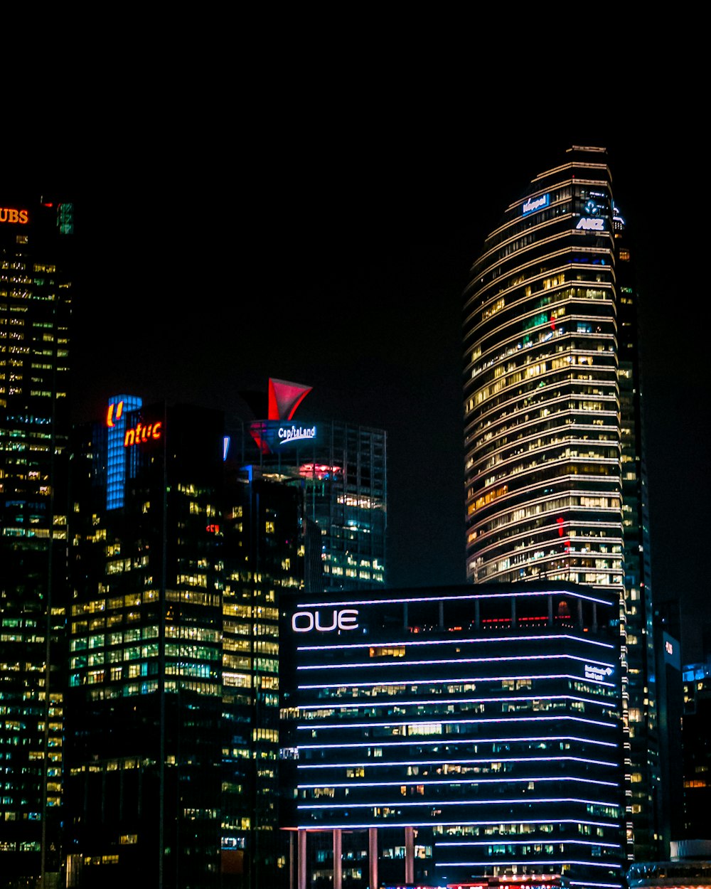 black buildings at night time