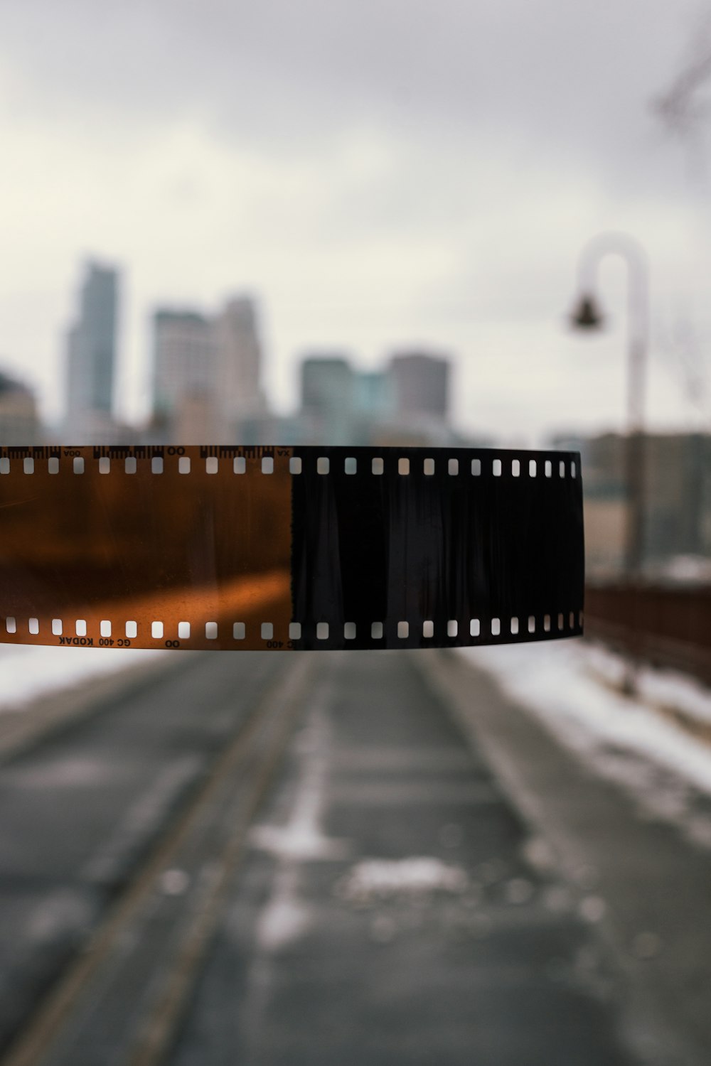 a film strip hanging from the side of a window