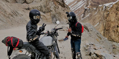 Person beside a motorcycle
