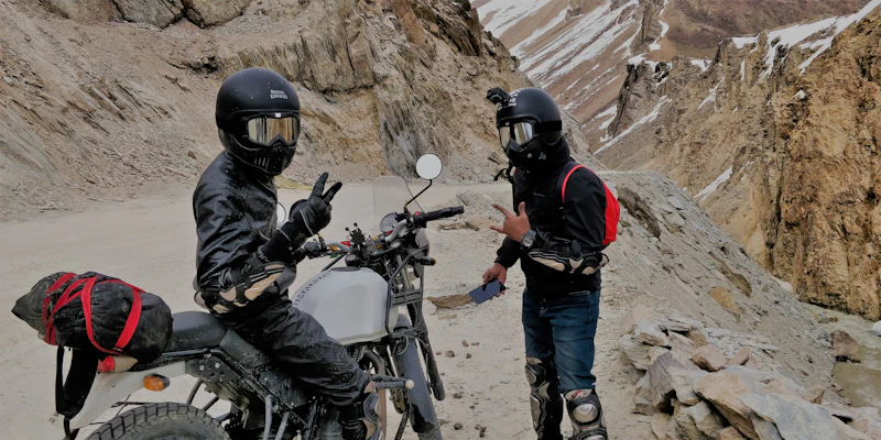 Person beside a motorcycle