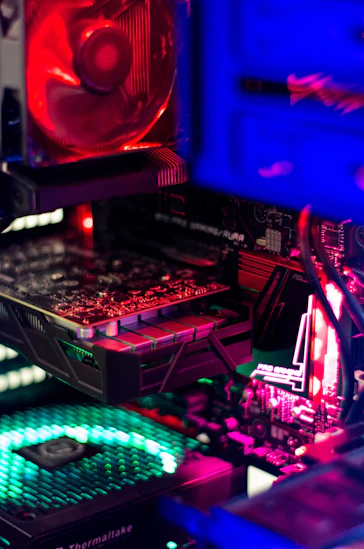 multicolored computer tower