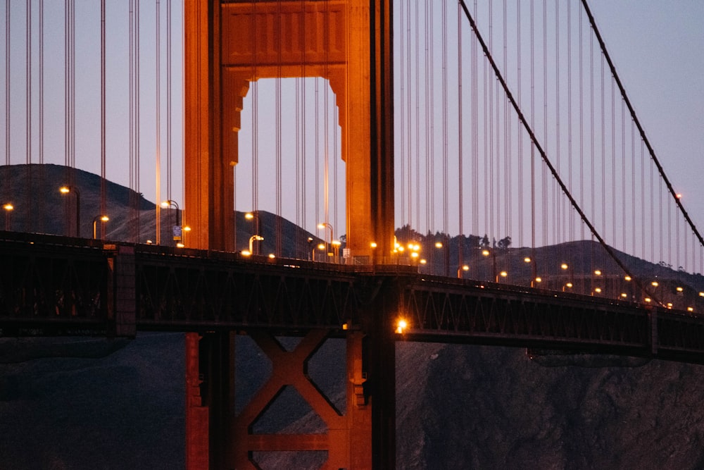 bridge with turned on lights