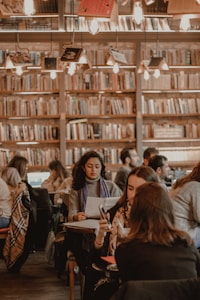 people sitting in library