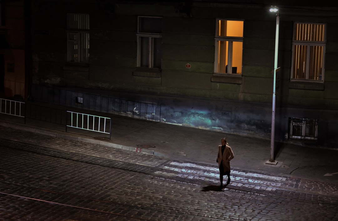 woman crossing street