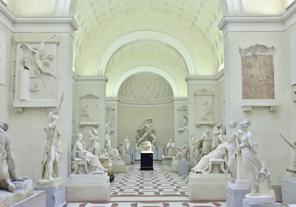 building interior with statue