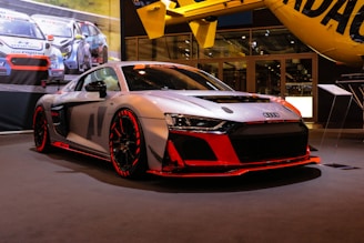 gray and red coupe